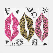 Glitter typografie afdrukken met lippenpatroon fleece deken (Voorkant (Horizontaal))