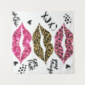 Glitter typografie afdrukken met lippenpatroon wandkleed (Voorkant (horizontaal))