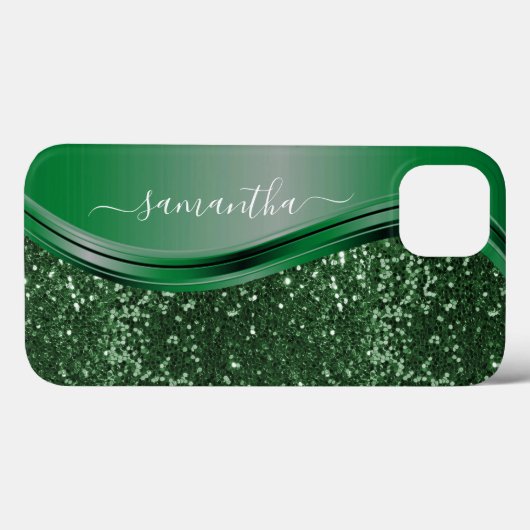 Glitter uitstraling Smaragdgroen Persoonlijke naam Case-Mate iPhone Case (Achterkant (horizontaal))