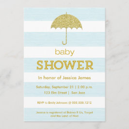 Glitter umbrella baby shower-uitnodiging kaart