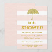 Glitter umbrella brudal doucheuitnodiging - roze kaart (Voorkant / Achterkant)