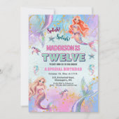 Glitter Under the Sea Mermaids 12th Birthday Party Kaart (Voorkant)