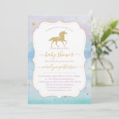 Glitter Unicorn Baby shower Kaart (Staand voorkant)