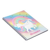 Glitter Unicorn en Rainbow met persoonlijke naam Notitieboek (Rechterzijde)