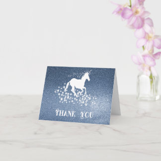 Glitter Unicorn en Stars Bedankt | Blauwe Kaart