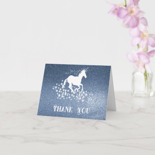 Glitter Unicorn en Stars Bedankt | Blauwe Kaart (Orchidee)