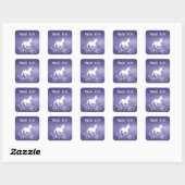 Glitter Unicorn en Stars Bedankt | PAARS Vierkante Sticker (Vel)
