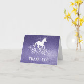 Glitter Unicorn en Stars Bedankt | PAARSE KAART (Gele Bloem)