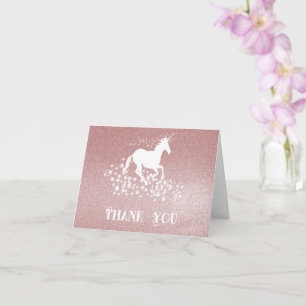 Glitter Unicorn en Stars Bedankt Roze Kaart