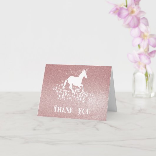 Glitter Unicorn en Stars Bedankt | Roze Kaart (Orchidee)