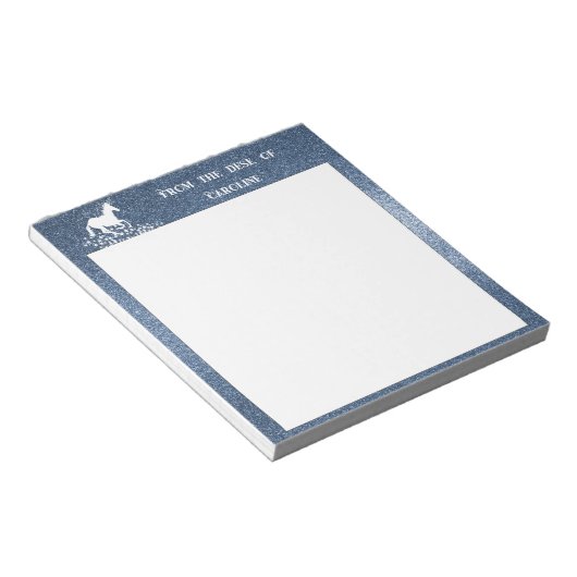 Glitter Unicorn en Stars | Blauw Notitieblok (Schuin)