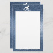 Glitter Unicorn en Stars | Blauwe bakkerij Briefpapier (Voorkant / Achterkant)