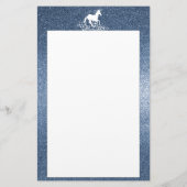 Glitter Unicorn en Stars | Blauwe bakkerij Briefpapier (Achterkant)