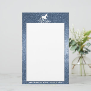 Glitter Unicorn en Stars   Blauwe bakkerij Briefpapier