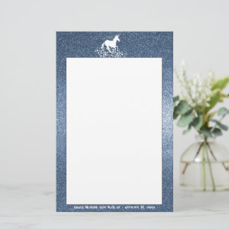 Glitter Unicorn en Stars | Blauwe bakkerij Briefpapier