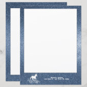 Glitter Unicorn en Stars | Blauwpapier (Voorkant / Achterkant)