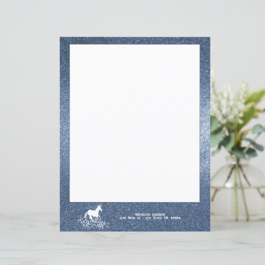 Glitter Unicorn en Stars | Blauwpapier (Staand voorkant)