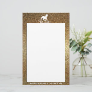Glitter Unicorn en Stars   Goudbakkerij Briefpapier