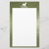 Glitter Unicorn en Stars | Groene bakkerij Briefpapier (Achterkant)