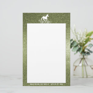 Glitter Unicorn en Stars Groene bakkerij Briefpapier