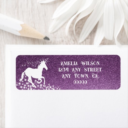Glitter Unicorn en Stars | Magenta-label Etiket (Insitu)