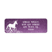 Glitter Unicorn en Stars | Magenta-label Etiket (Voorkant)