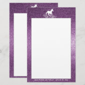 Glitter Unicorn en Stars | Magenta Stationery Briefpapier (Voorkant / Achterkant)