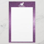 Glitter Unicorn en Stars | Magenta Stationery Briefpapier (Achterkant)