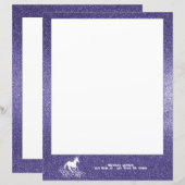 Glitter Unicorn en Stars | Paars papieren blad (Voorkant / Achterkant)