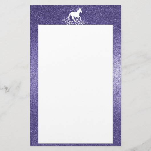 Glitter Unicorn en Stars | Paarse banketbakkerij Briefpapier (Achterkant)