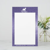 Glitter Unicorn en Stars | Paarse banketbakkerij Briefpapier (Staand voorkant)