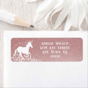 Glitter Unicorn en Stars Roze etiket