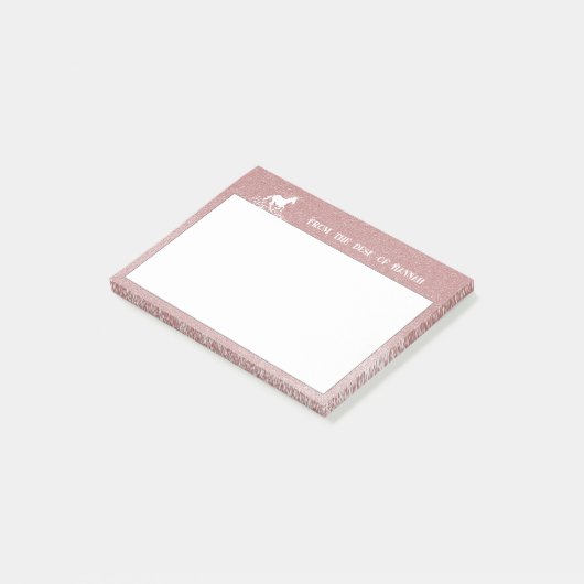 Glitter Unicorn en Stars | Roze noten Post-it® Notes (Schuin)