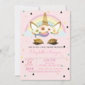 Glitter Unicorn Floral Rainbow-Baby shower Kaart (Voorkant)