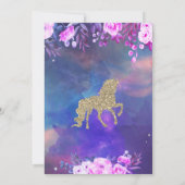 Glitter Unicorn Floral Waterverf Baby shower Kaart (Achterkant)