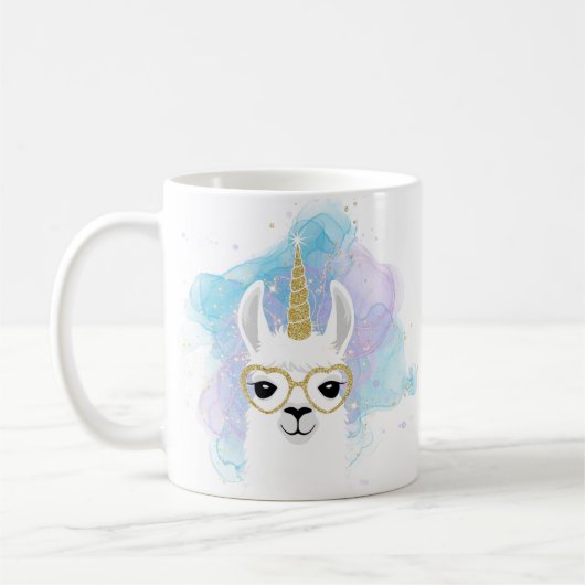 Glitter Unicorn Llama Mok (Links)