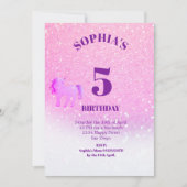 Glitter Unicorn Magical Paars Cute Birthday Kaart (Voorkant)