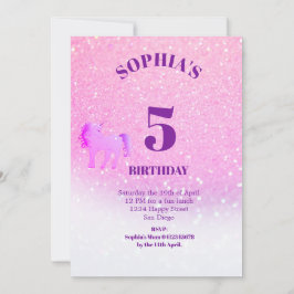 Glitter Unicorn Magical Paars Cute Birthday Kaart