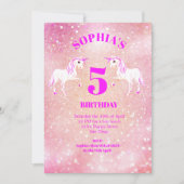 Glitter Unicorn Magical Pink Birthday Kaart (Voorkant)