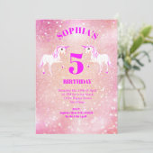 Glitter Unicorn Magical Pink Birthday Kaart (Staand voorkant)