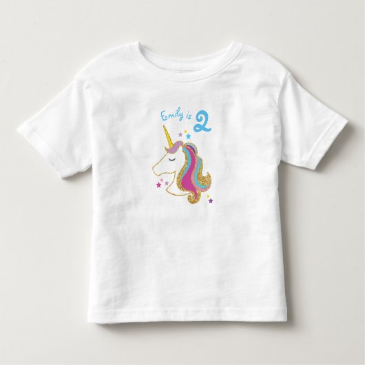 Glitter Unicorn MagicalGirl Birthday T-Shirt (Voorkant)