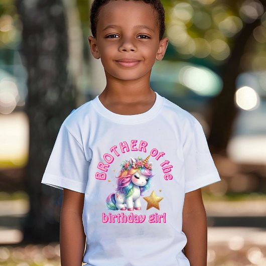 Glitter unicorn magische meisjes verjaardag broer t-shirt