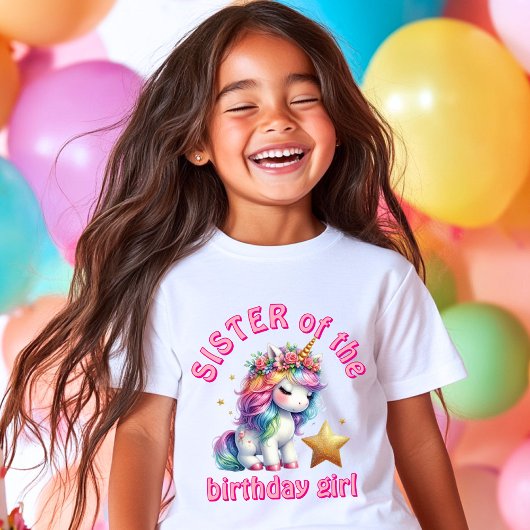 Glitter unicorn magische meisjes verjaardag zus t-shirt