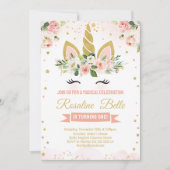 Glitter Unicorn Magische Partij Kaart (Voorkant)