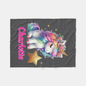 Glitter unicorn magische ster houtskool fleece bla deken (Voorkant (Horizontaal))