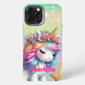 Glitter unicorn magische ster iPhone hoesje (Achterkant)