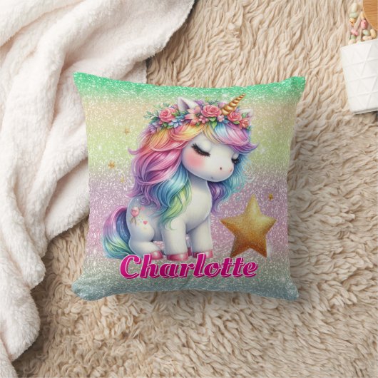 Glitter unicorn magische ster kussen (Deken)