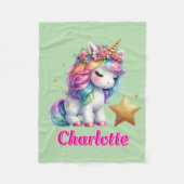 Glitter unicorn magische ster lime groen fleece deken (Voorkant)