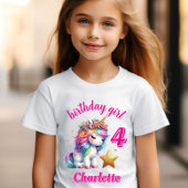 Glitter unicorn magische ster Meisjes verjaardag T-shirt