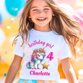 Glitter unicorn magische ster Meisjes verjaardag T-shirt